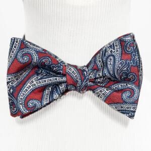 Daniel Cremieux Blue And Red Paisley 100% Silk Self Tie Bow Tie